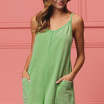 BiBi Vintage Washed V-Neck Overalls with Pockets