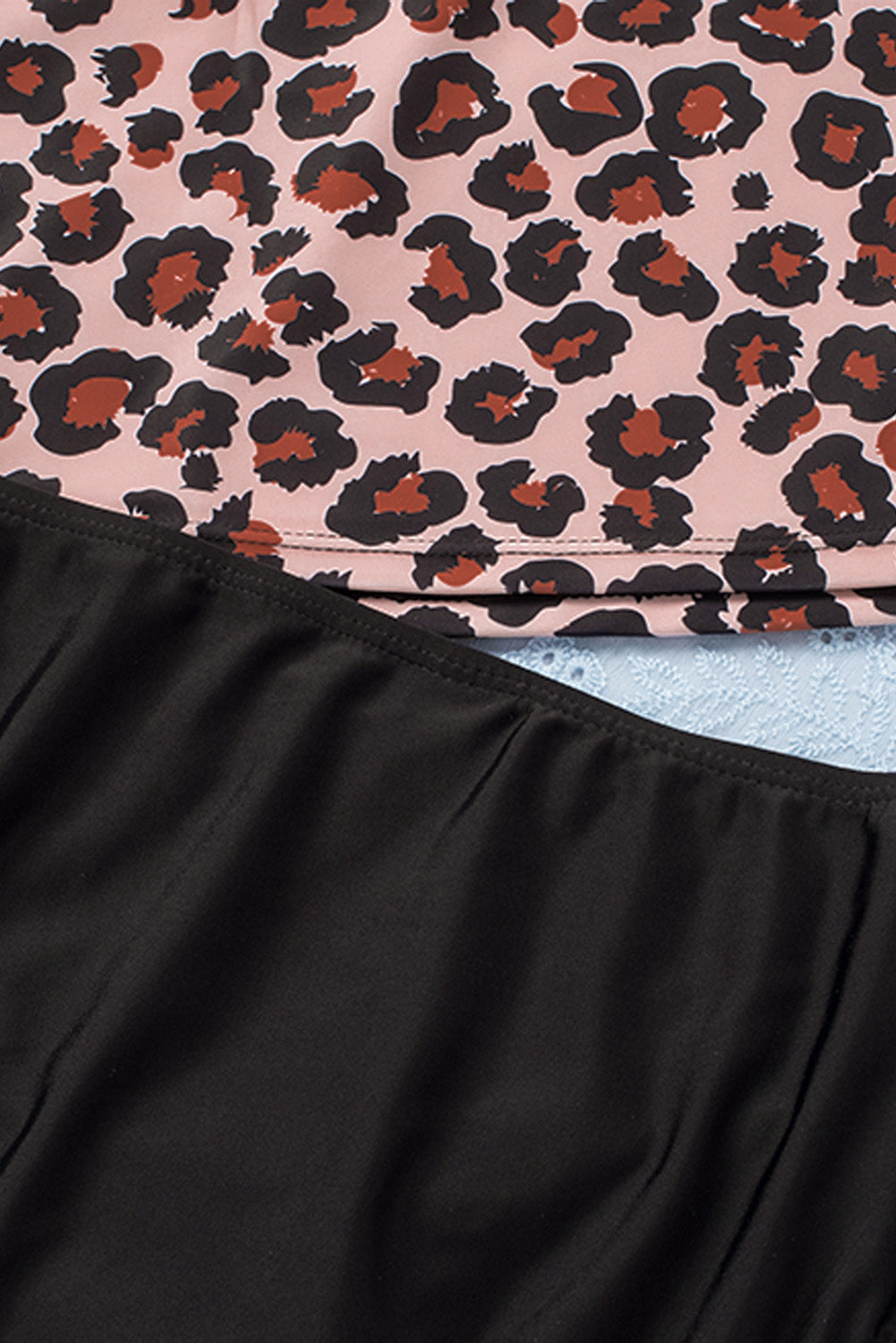 Ruffled Leopard Tankini Top and Solid Color Panty Swimwear