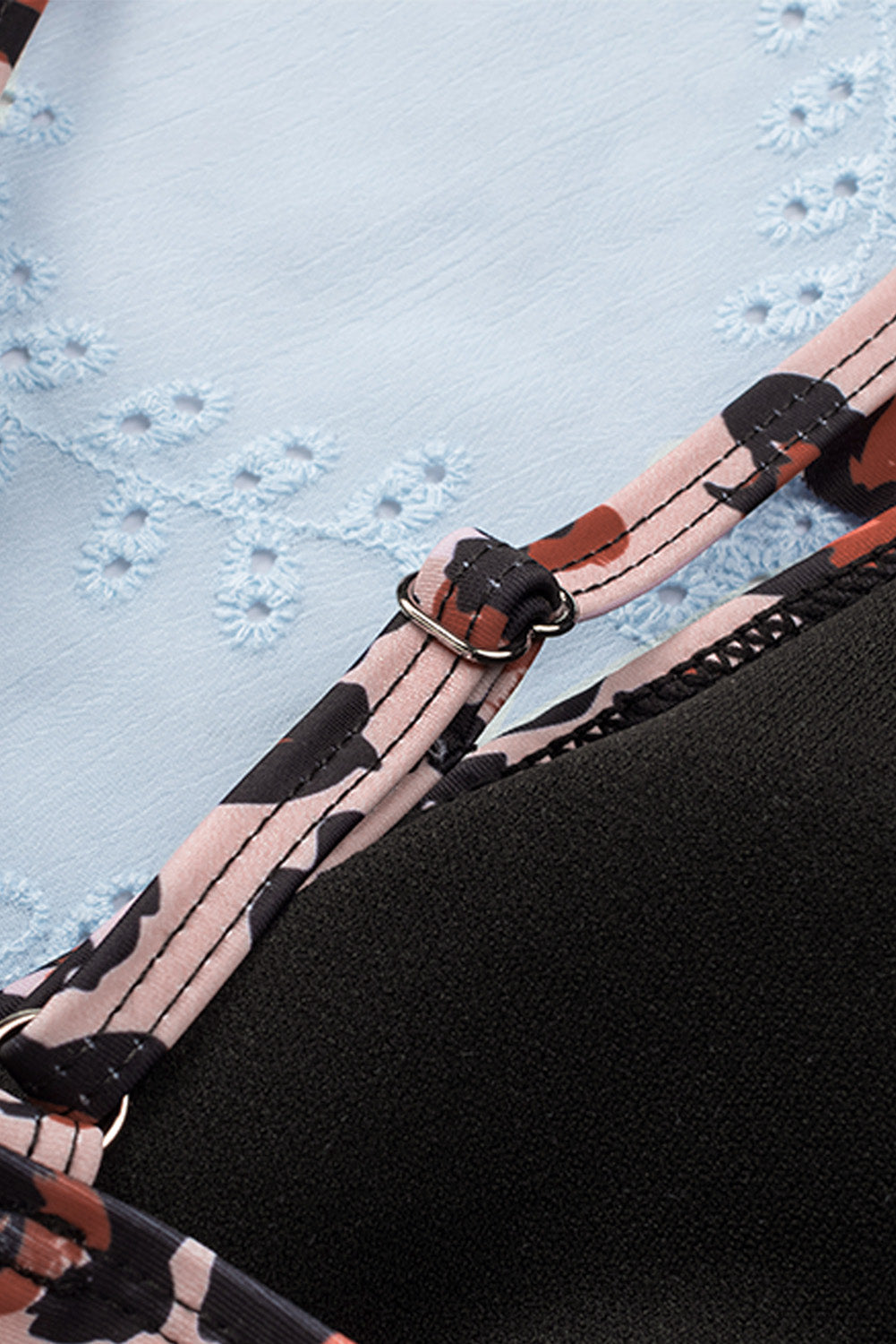 Ruffled Leopard Tankini Top and Solid Color Panty Swimwear