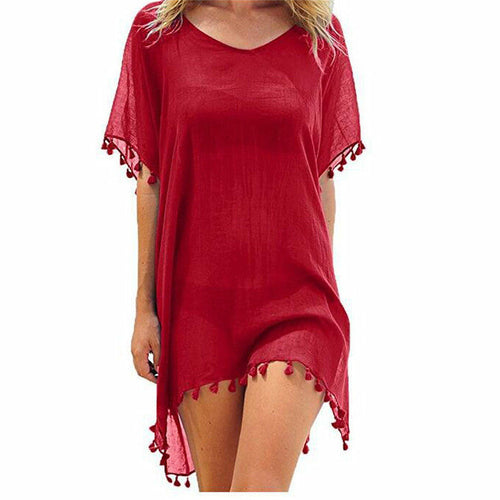 Chiffon Tassels Beach Wear Women Swimsuit Cover Up Swimwear Bathing