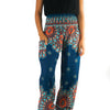 Teal FLORAL MANDALA Women Boho Pants Hippie Pants Yoga