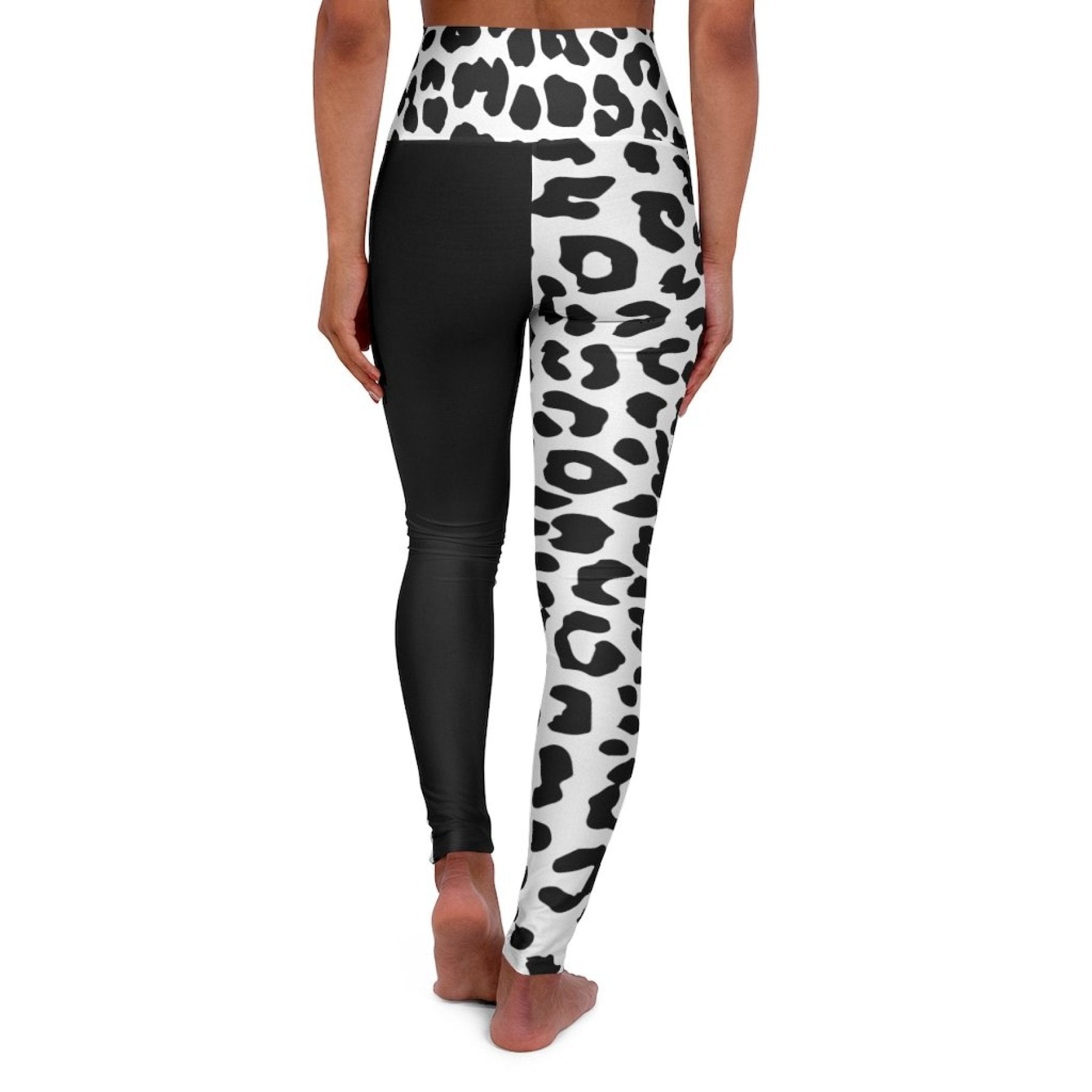 Womens High-waist Fitness Legging Yoga Pants - Black White Leopard