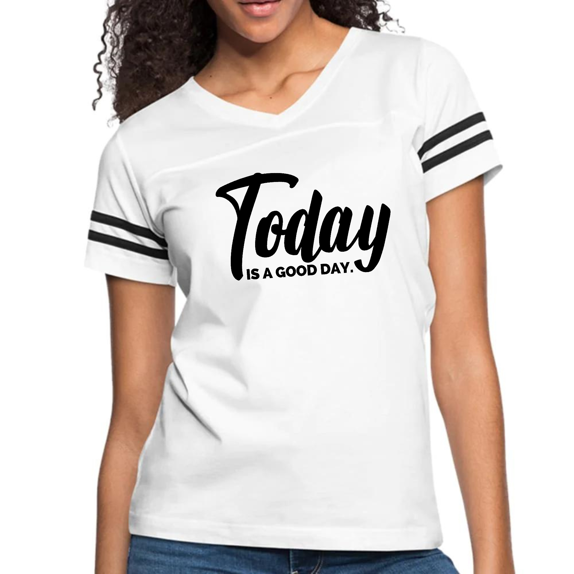 Womens Vintage Sport Graphic T-shirt - Today is a Good Day Black