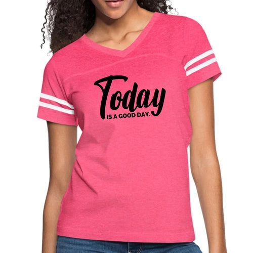 Womens Vintage Sport Graphic T-shirt - Today is a Good Day Black