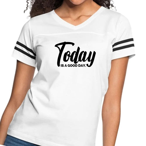 Womens Vintage Sport Graphic T-shirt - Today is a Good Day Black